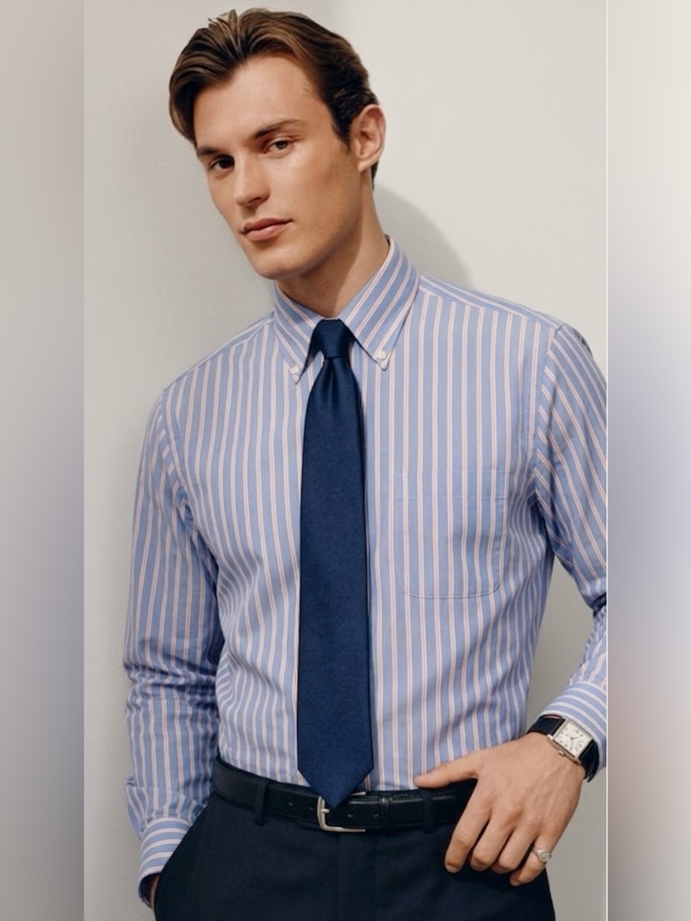 Brooks Brothers Blue Striped Supima Regent Dress Shirt Size 16-36 Large Formal